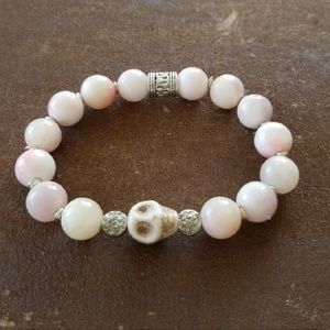 Natural Pink & Cream Stone Beaded Bracelet